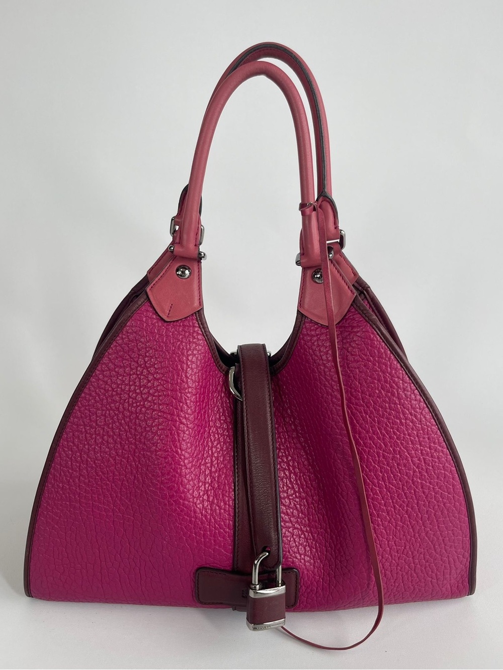 Loewe Pink and Burgundy Pebbled Leather Shoulder Bag